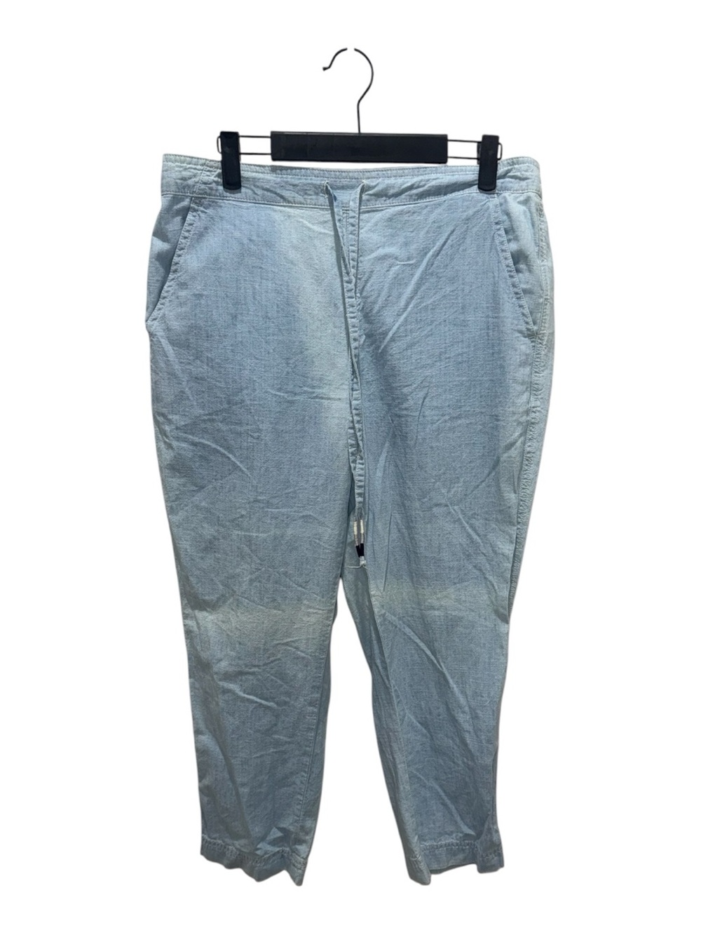 J Crew Light Blue Chambray Drawstring Cropped Pants Women Medium Cotton Casual - Picture 3 of 6